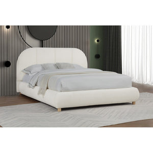 English Elm Modern/Contemporary Queen Platform Bed Upholstered in Soft Burlap Fabric, Low-Profile Plywood Frame, Sturdy Support Ivory 83 L x 11 W x 11.5 H B011S01949