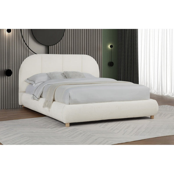 English Elm Modern/Contemporary Queen Platform Bed Upholstered in Soft Burlap Fabric, Low-Profile Plywood Frame, Sturdy Support Ivory 83 L x 11 W x 11.5 H B011S01949
