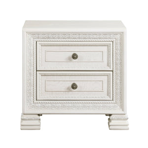 English Elm Classic Theodora Pearl White Nightstand with Egg-and-Dart Molding, 2 Drawers, Acanthus Accents, 28" x19" x27.5" B011P242371