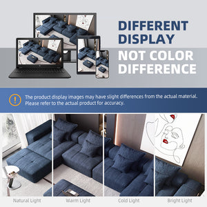 English Elm Modern Oversized Modular Sectional Sofa - Plush Chenille Comfort, 8 Pillows, No Assembly, Blue W1885S00071