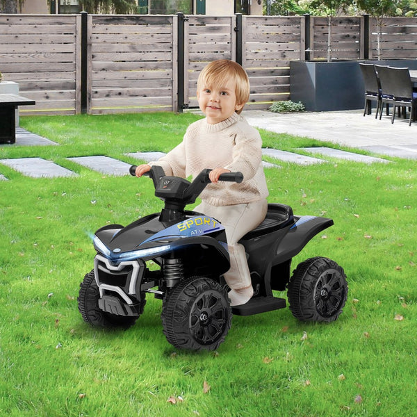 English Elm Qaba 6v Battery Powered Kids Atv Ride on Four Wheeler with Music Ages 2 to 6 Black W2225P249799