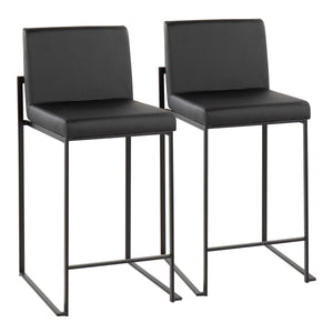 English Elm Fuji High Back Counter Stools Set Of 2 - Stylish Black Steel & Faux Leather Design For Comfort B202P221948
