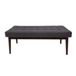 English Elm Mid-century Button Tufted Ottoman with Walnut Tapered Legs for Living Room Bedroom Grey N778P440482G