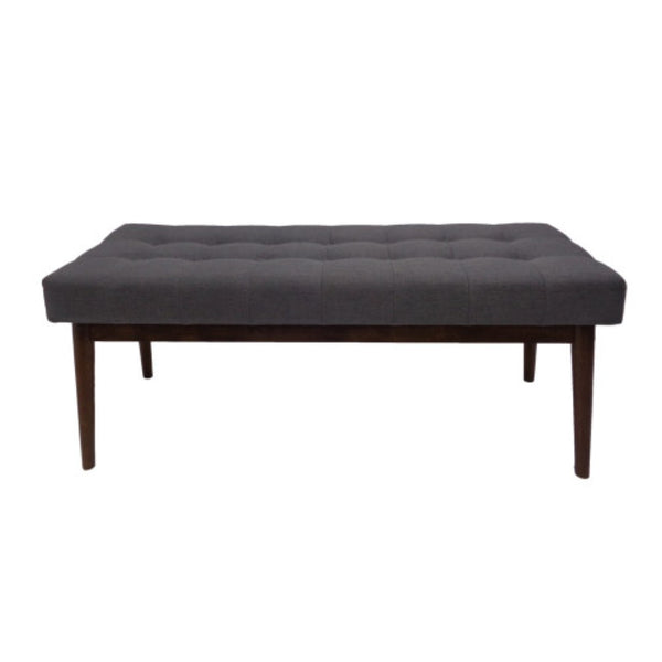 English Elm Mid-century Button Tufted Ottoman with Walnut Tapered Legs for Living Room Bedroom Grey N778P440482G