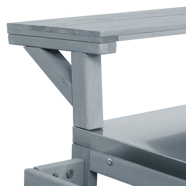 English Elm K&K 53.3" Outdoor Kitchen Island with 1.2" Stainless Top, Spacious Storage, Raised Shelf, Wheels Grey+Blue N707P250628G