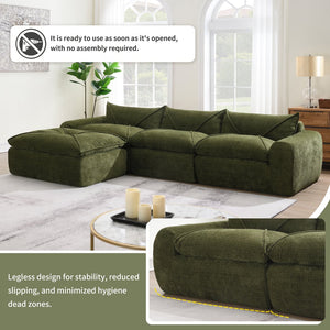 English Elm 116'' Fully Compressed Sofa with Legless Chenille Design, High-Density Comfort, Modular Flexibility and No Assembly Required Green N723S9707F