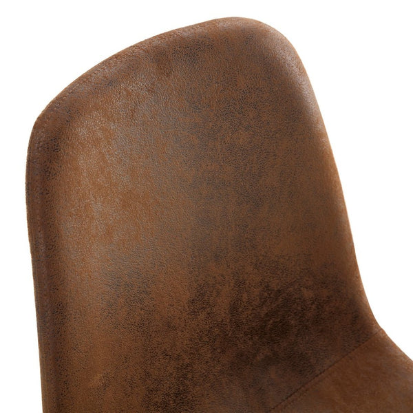 English Elm Table 5-Piece Modern Minimalist Dining Set With 42-Inch Round Walnut Top & Brown Techno-Fabric Chairs W1151S04090-GIGA