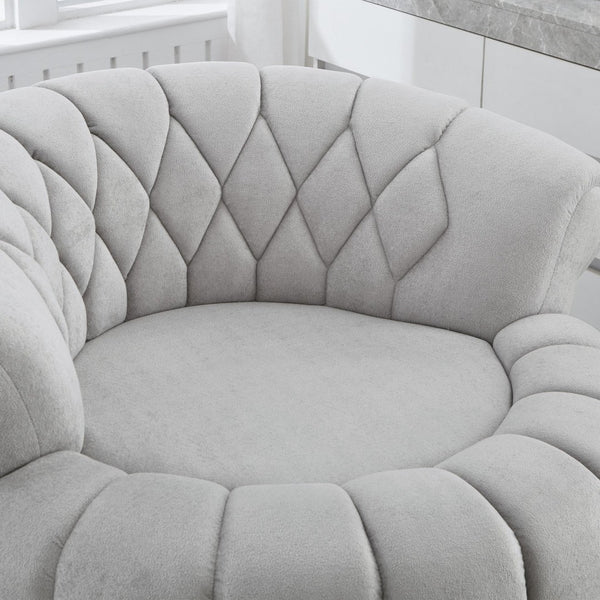 English Elm Swivel Barrel Accent Chair Chenille Tufted Round Club Seat for Living Room Lounge Grey N719S002280E