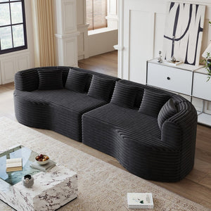 English Elm Curved Chenille Sectional Sofa Oversized Four Seat Cloud Foam Living Room Lounge W3505P355588