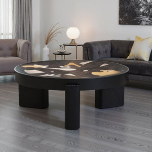 English Elm Fun Art Hand-painted Italian Minimalist Square Coffee Table for Contemporary Living Rooms T5686P508400