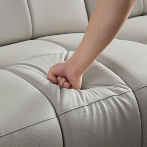 English Elm Wall-Hugger Reclining Sofa - Stylish L-Shaped Genuine Leather Couch With Usb For Modern Living Spaces W2582S00018-GIGA