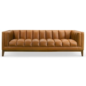 English Elm Melissa Channel Tufted Vegan Leather Sofa with Walnut Legs for Modern Living Rooms B183P423281