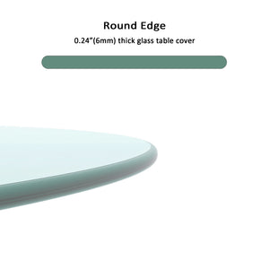 English Elm 30" Tempered Glass Round Table Top 30" 1/4" Thick Polished Edge Durable Heat & Impact Resistant Surface Transparent W241P248382
