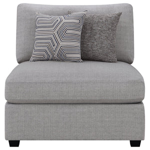 English Elm Austin Grey Cushion Back Armless Chair With Accent Pillows – Modern Comfort For Any Space! B062P357793