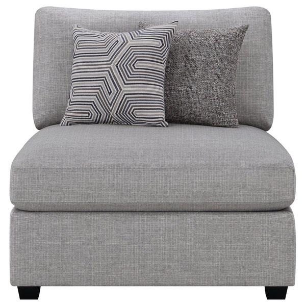 English Elm Austin Grey Cushion Back Armless Chair With Accent Pillows – Modern Comfort For Any Space! B062P357793