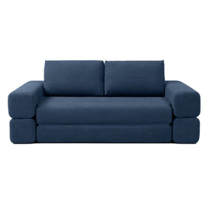 English Elm 81'' Corduroy Floor Sofa Convertible Loveseat Futon Sleeper with Foam Fill and Pillows Blue W1117P459733