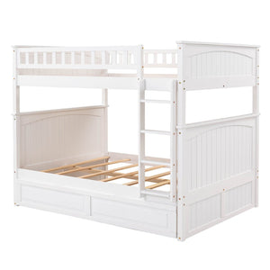 English Elm Full Over Bunk Bed with Trundle Solid Pine Wood Kids Bedroom Sleeper LT000044AAK-1