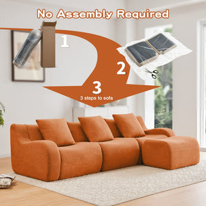 English Elm Boneless 3-Seat Sofa In Soft Teddy Fabric, Curved Armrests, No Assembly, Anti-Slip Base For Comfort W714S01450