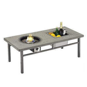 English Elm 47" Outdoor Aluminum Fire Pit Table 50000 Btu Propane with Ice Bucket Station Gray B082P454967