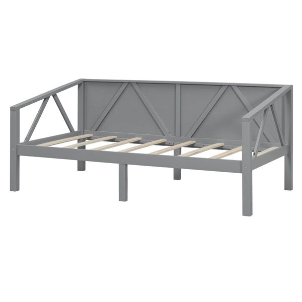 English Elm Twin Daybed Frame Solid Pine Sofa Bed for Guest Room Studio or Teen Bedroom Gray N708P266719E