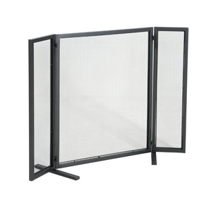 English Elm Quiana Three Panel Wrought Iron Hearth Screen Matte Black Mesh for Modern Loft Decor N775P386892B