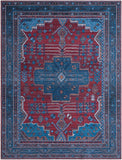 Unique Loom Mangata Molly Machine Made Medallion Rug Red and Blue, Ivory/Light Blue/Light Brown/Gray 7' 10" x 10' 0"