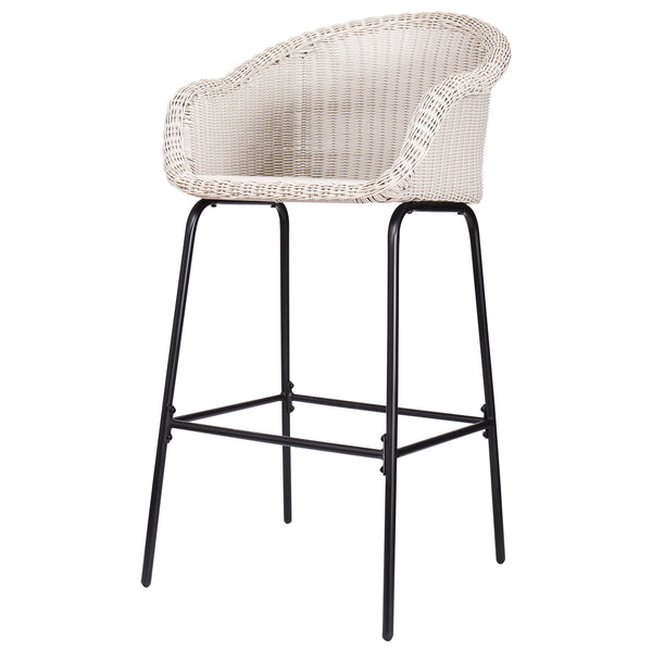 English Elm Christopher Knight Home® - Ladd Outdoor Metal Wicker Barstool Set of 2 — 29.5" Bar Height, Woven PE Rattan, Sturdy 400 lb Capacity Black,Light Gray N775P277558G