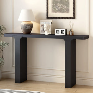 English Elm U_style Farmhouse Console Table Acacia Veneer Top Solid Wood Legs Entryway Foyer N711P207657B