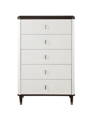 English Elm Carena Six Drawer Chest with Walnut Veneer Accents for Contemporary Bedroom Storage B2756P504968