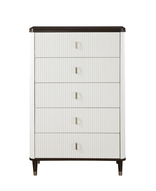 English Elm Carena Six Drawer Chest with Walnut Veneer Accents for Contemporary Bedroom Storage B2756P504968