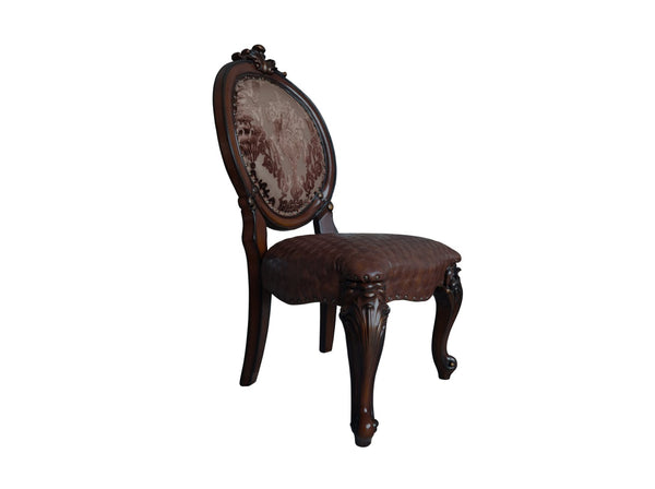 English Elm Versailles Formal Dining Side Chairs Set of 2 Pu Leather Nailhead Scrolled Wood B2726P433398