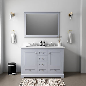 English Elm Dark Grey Double Bath Vanity 48 in. W x 22 in. D with Cultured Marble Top, Soft-Close Drawers, Mirror Included B2731S00729