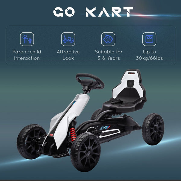 English Elm Aosom Kids Pedal Go Kart with Swing Axle Handbrake and Adjustable Seat for Ages 3 to 8 W2225P217463
