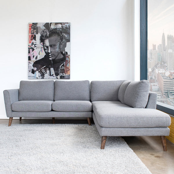 English Elm Ashcroft Furniture - Benson Mid-Century Modern Fabric Sectional Sofa with Right-Facing Chaise, Plush High-Density Comfort Gray B183S00134