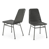 Christopher Knight Home® Set of 2 Rattan Dining Chairs, Dark Brown, Iron Legs