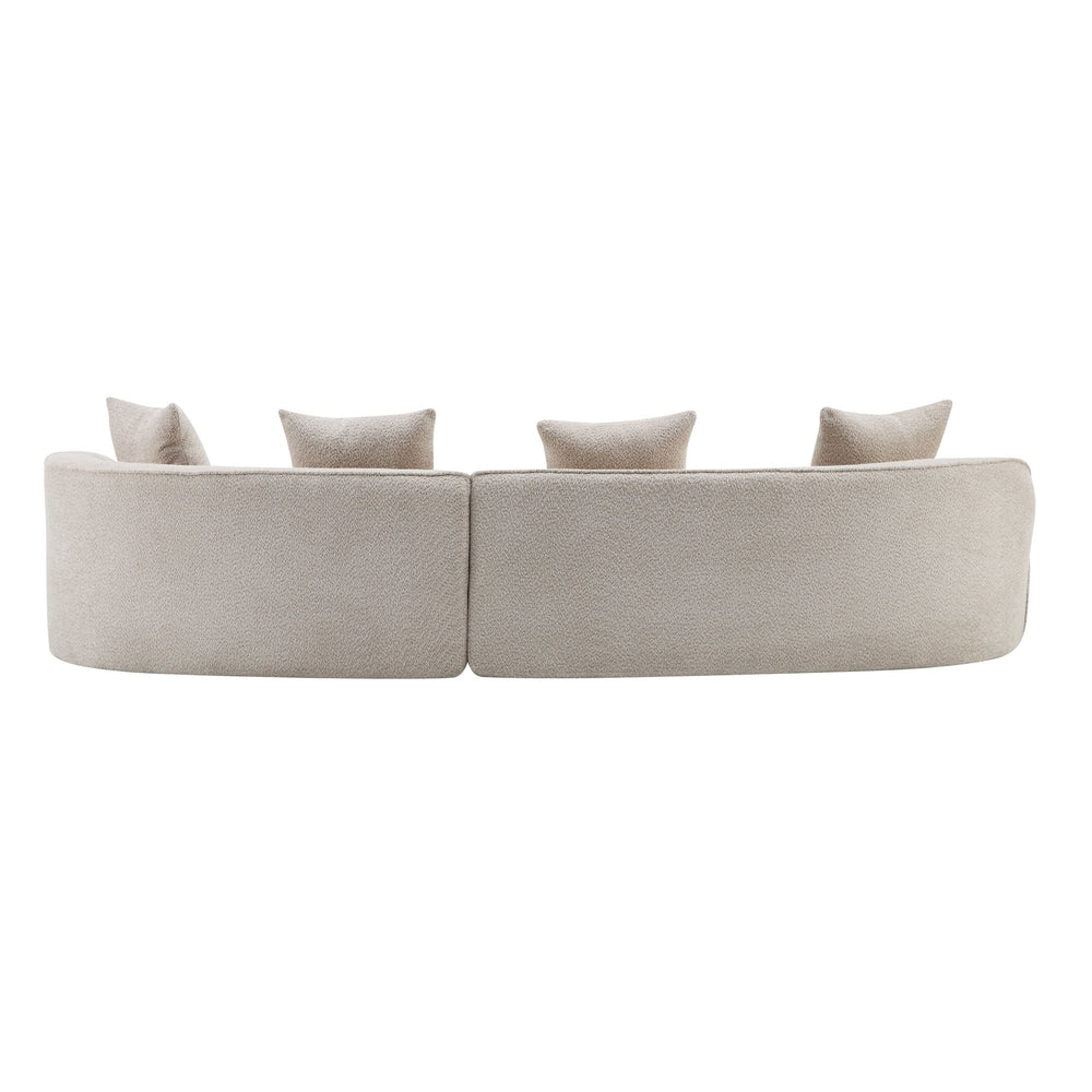 English Elm Christopher Knight Home® - 126" Curved Sectional Sofa In Almond Boucle - Modern Comfort For Stylish Living Spaces & Families N771P247830V_N771P247831V