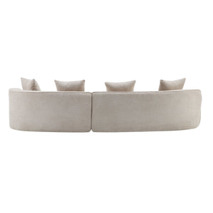 English Elm Christopher Knight Home® - 126" Curved Sectional Sofa In Almond Boucle - Modern Comfort For Stylish Living Spaces & Families N771P247830V_N771P247831V