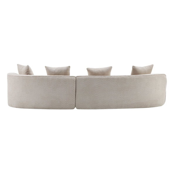 English Elm Christopher Knight Home® - 126" Curved Sectional Sofa In Almond Boucle - Modern Comfort For Stylish Living Spaces & Families N771P247830V_N771P247831V