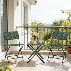 English Elm Patio Folding Bistro Set with E-coated Steel Frame for Balcony Garden Outdoor Dining Dark Green T5880P492162
