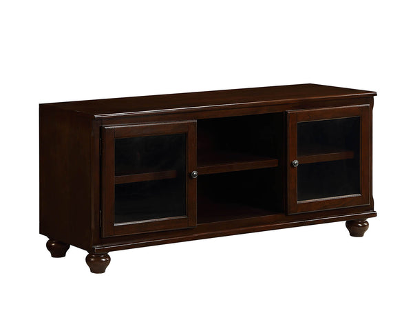 English Elm Dita Transitional Walnut TV Stand with Glass Doors & 2 Media Compartments, Holds 59" TV, 70lb B2726P300876