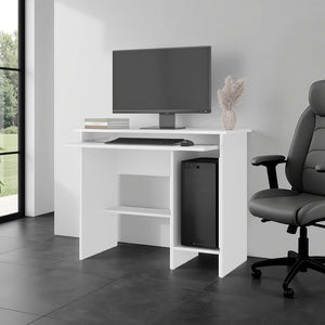 English Elm Koyuk White Computer Desk with Keyboard Tray Cpu Storage and Lower Shelf for Home Office B097P474288