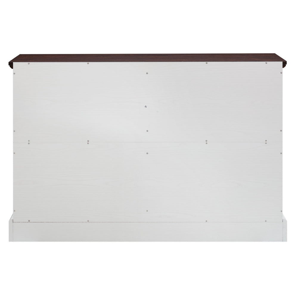 English Elm Modern 6-Drawer Chest of Drawers for Bedroom — Spacious Wooden Dresser with Smooth Glide Drawers, Elegant Patterned Top White W2275P224405