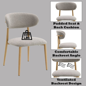 English Elm Kacey Gray Boucle Side Chair Set of 2 - Modern Padded Foam Seats, Metal Frame, Cozy Dining Accent B2726P246284
