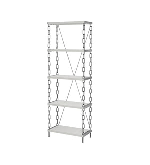 English Elm Industrial Chic Display Bookshelf Powder-Coated Chain Frame with 5 White MDF Shelves, 72" Tall Elegance B091S00008