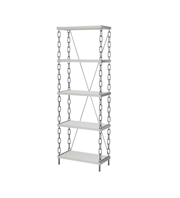 English Elm Industrial Chic Display Bookshelf Powder-Coated Chain Frame with 5 White MDF Shelves, 72" Tall Elegance B091S00008