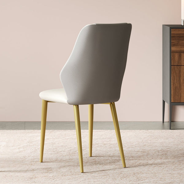 English Elm Set Of 2 Elegant Dining Chairs With Ergonomic Design, Pu Leather Seats, Gold-Plated Legs & Comfort W509P375684-GIGA