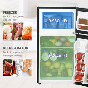 English Elm Homcom 3.2 Cu Ft Double Door Mini Fridge with Freezer for Dorm or Home Office W2225P173903