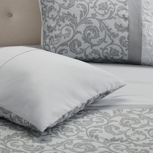 English Elm Embroidered 8-Piece Comforter Set In Serene Grey For King Beds – Cozy Microfiber With Elegant Accents B03594922