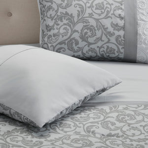English Elm Embroidered 8-Piece Comforter Set In Elegant Grey For California King – Cozy, Stylish & Easy Care! B03594923