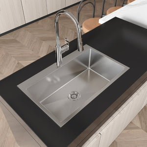 English Elm Stainless Steel Handmade Single Bowl Kitchen Sink Deep Basin Brushed Nickel Finish T3177P286035